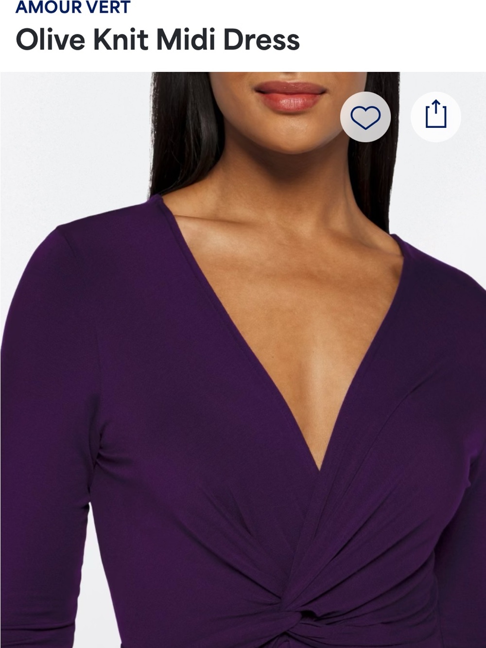 Amour Vert Deep Plum Twist-Waist Midi Dress